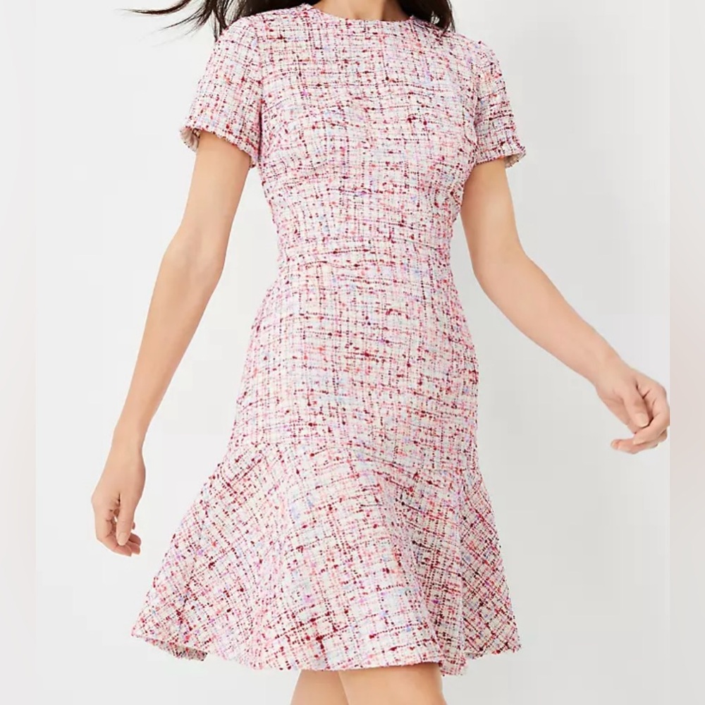 Ann Taylor Multicolored Tweed Flounce Dress